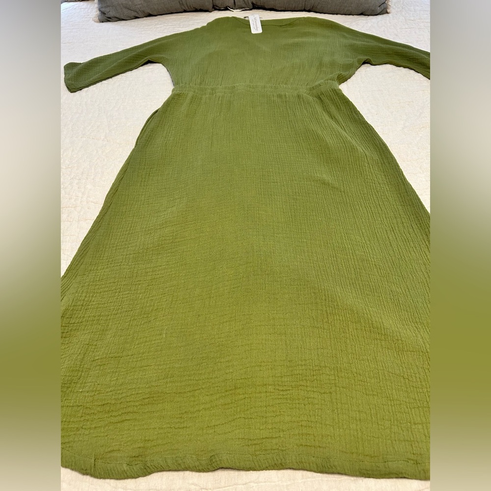 NWT SOFT SURROUNDINGS Drina Gauze Button Front Midi Dress Fern Green Sz Medium - Picture 12 of 12